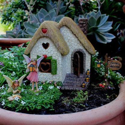 PRETMANNS Fairy House Kit - Fairy Garden Accessories for Outdoor Miniature Village Decor, with