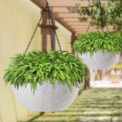WOUSIWER 13 inch 2Pack Large Hanging Planters for Outdoor Indoor Plants with Drainage Holes and