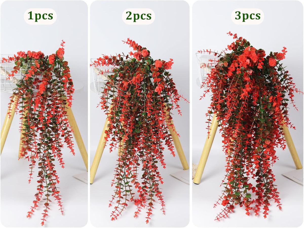 RECUTMS Artificial Monkey Hanging Plant Fake Artificial Eucalyptus Leaf Plants Faux UV Resistant