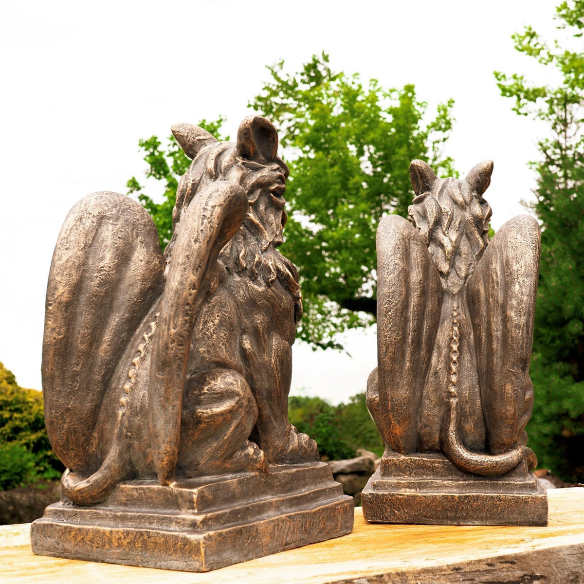 Zaer Ltd. Set of 2 Garden Griffin Statues, Magnesium-Cement Sculptures, 28.3" H Outdoor Entrance
