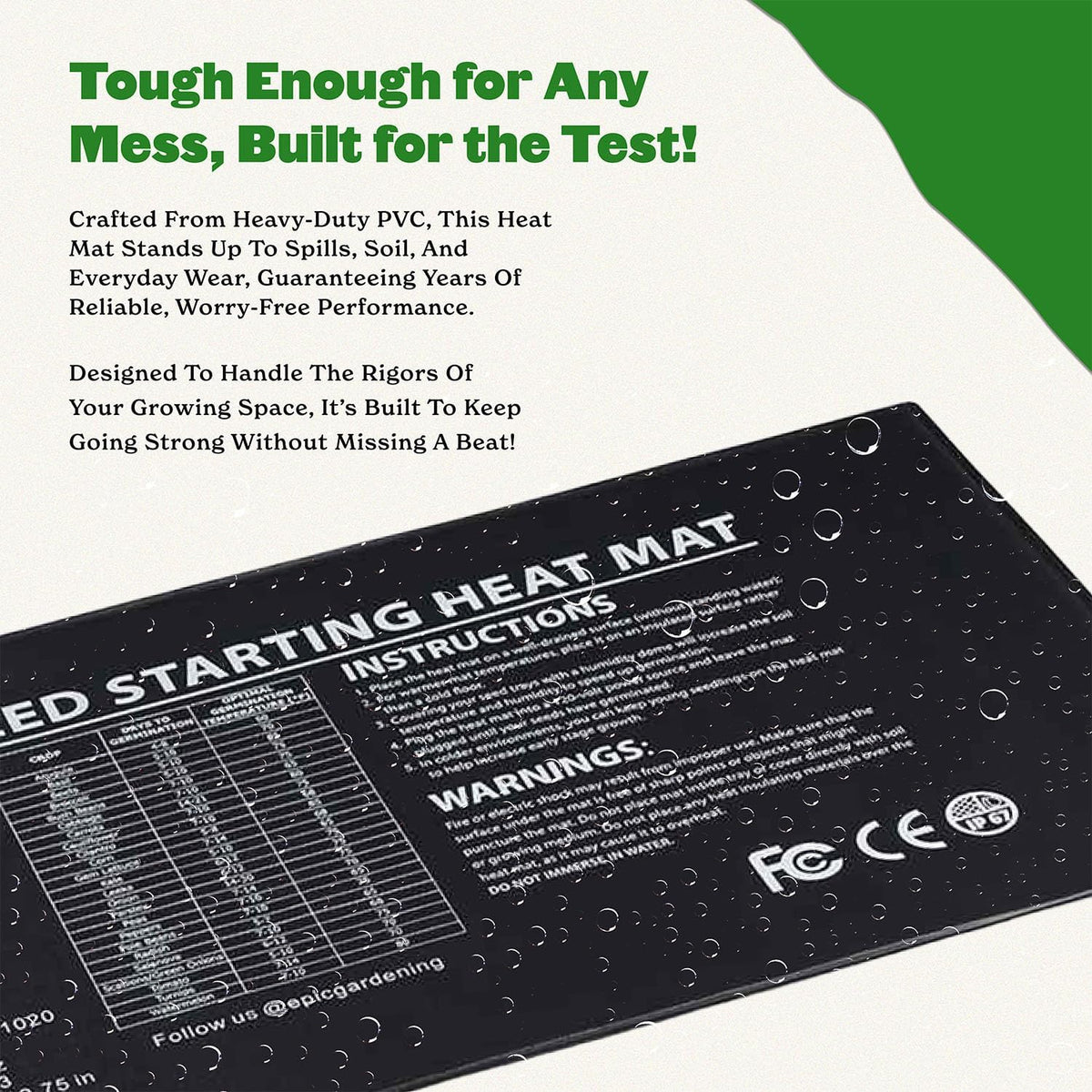 Epic Gardening Seedling Heat Mat for Plants – High-Performance 20W Heavy-Duty PVC Heating Mat for