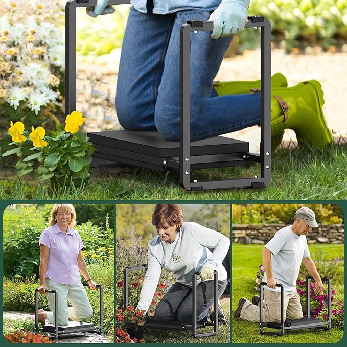 FLINTER 10.2" Wider Garden Kneeler and Seat, Upgraded Heavy Duty Thick Gardening Bench for Kneeling