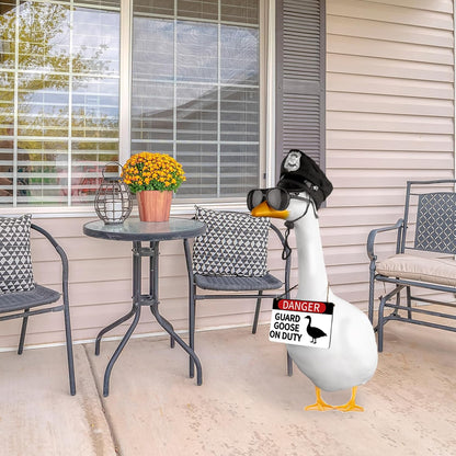 CAMDUCK 3 Pcs Porch Goose Accessories Porch Goose Sign Goose Police Hat Eyeglasses Wooden Gooses