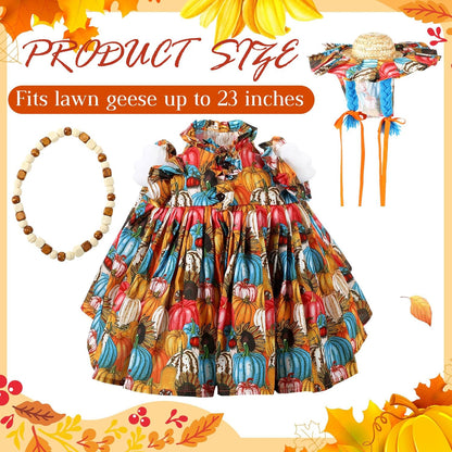 Fall Thanksgiving Goose Outfit Sunflower Porch Goose Costume with Hat Necklace for 23 Autumn Patio