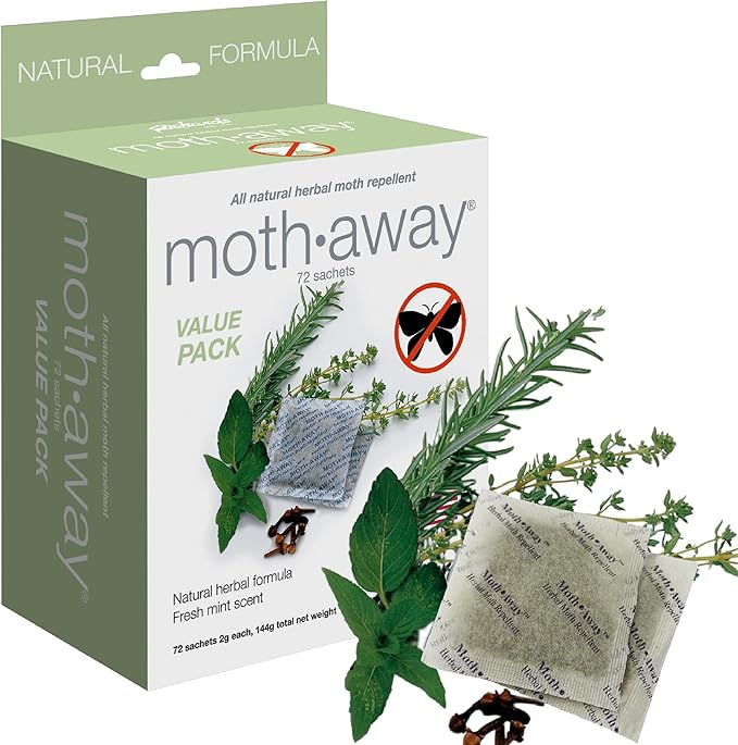 Richards Homewares Moth Away Sachets – 72-Pack Value Bundle, Natural Herbal Moth Repellent