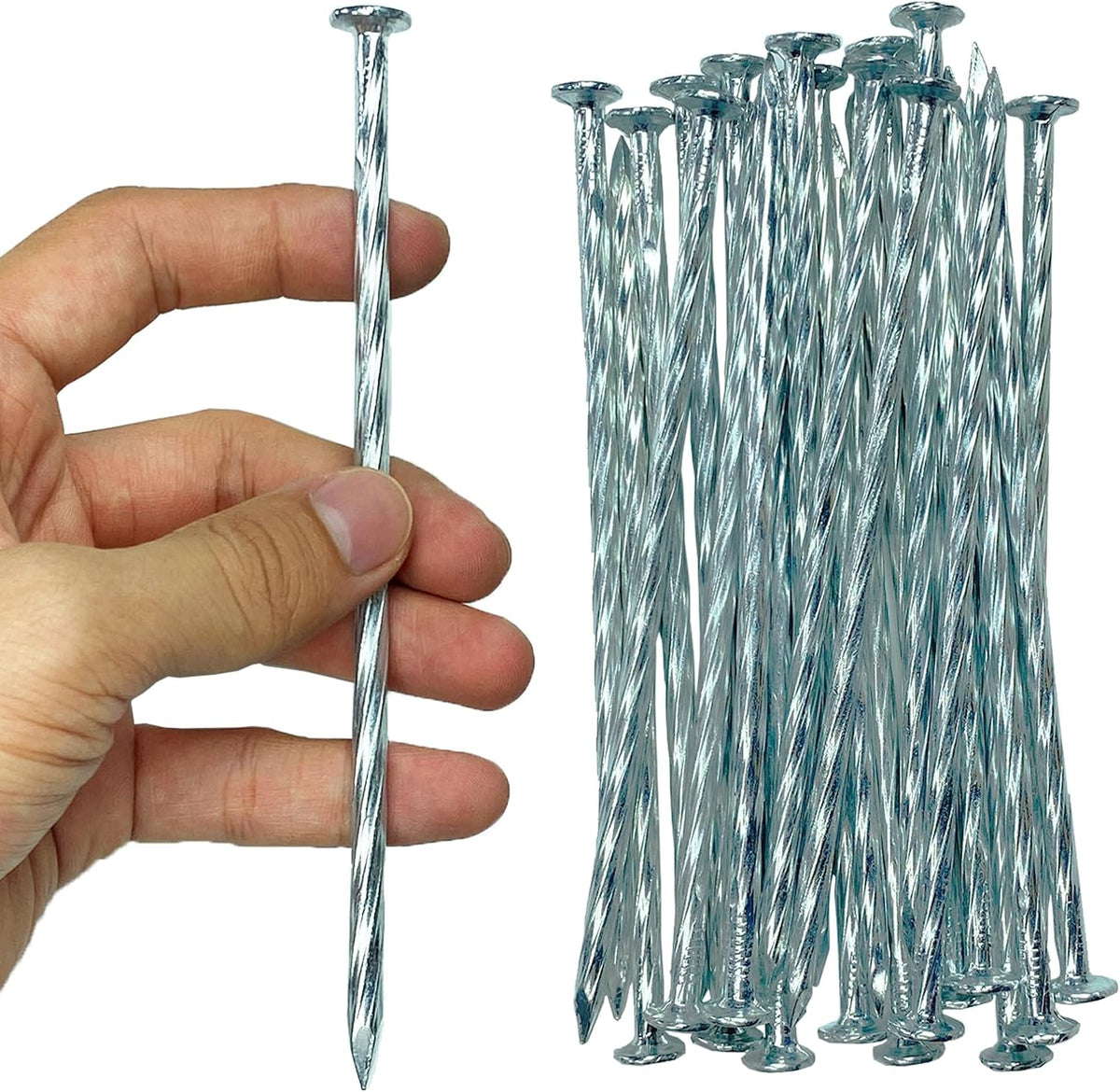Artificial Turf Stakes Galvanized Spiral Landscape Spikes 6IN Weed Barrier Fabric Stakes for Paver