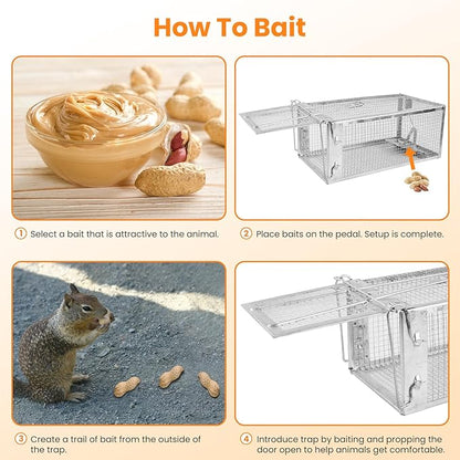Moclever Humane Rat Trap – Live Catch & Release Mouse Trap for Indoor & Outdoor Use | No-Kill Metal