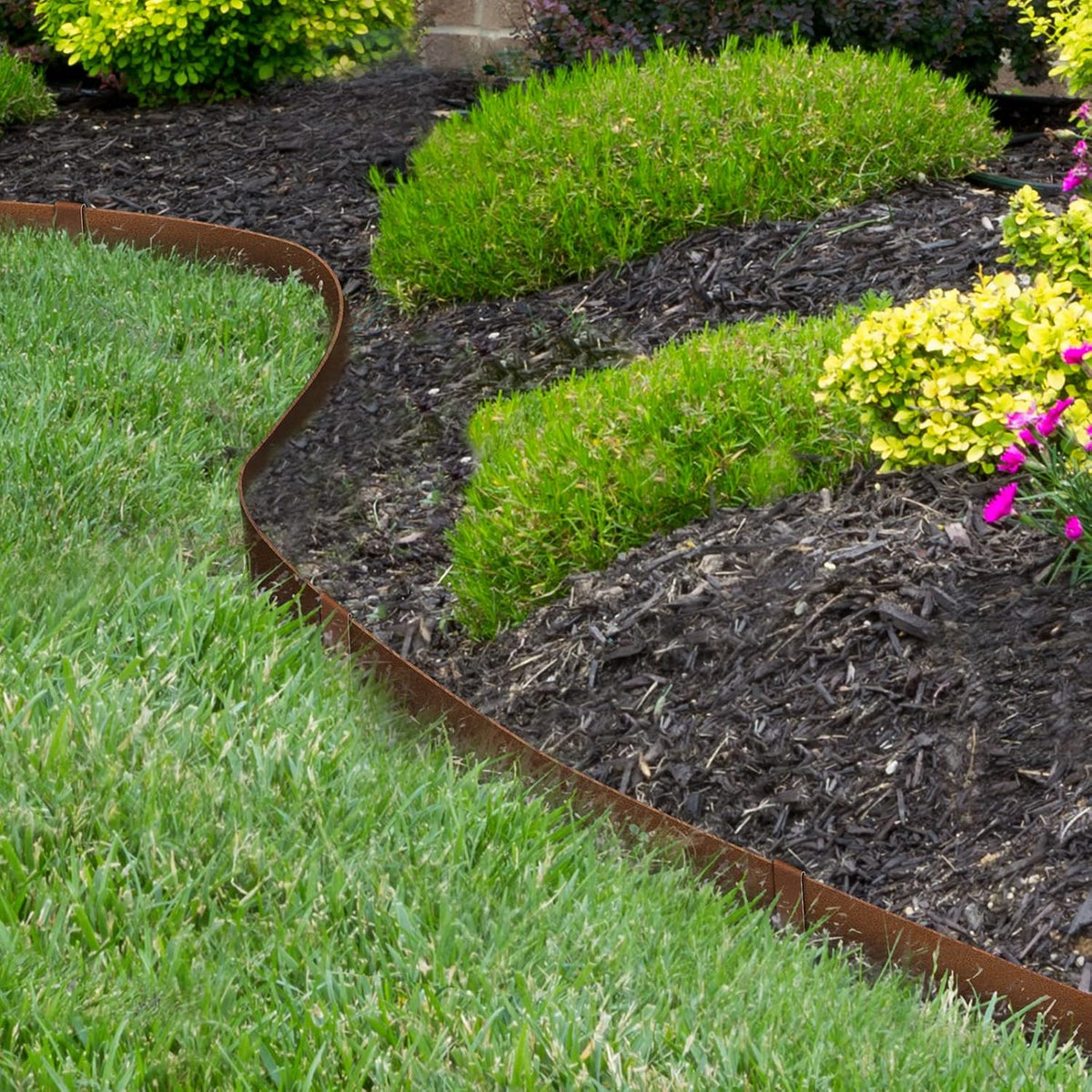 Worth Garden 10-Pack Corten Steel Landscape Lawn Edging - 4.5in H Rust Patina Finish Bendable Metal