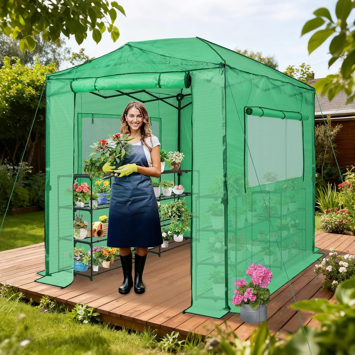 EAGLE PEAK Instant Pop-up Greenhouse, Indoor Outdoor Plant Gardening Green House, Roll-Up Zipper