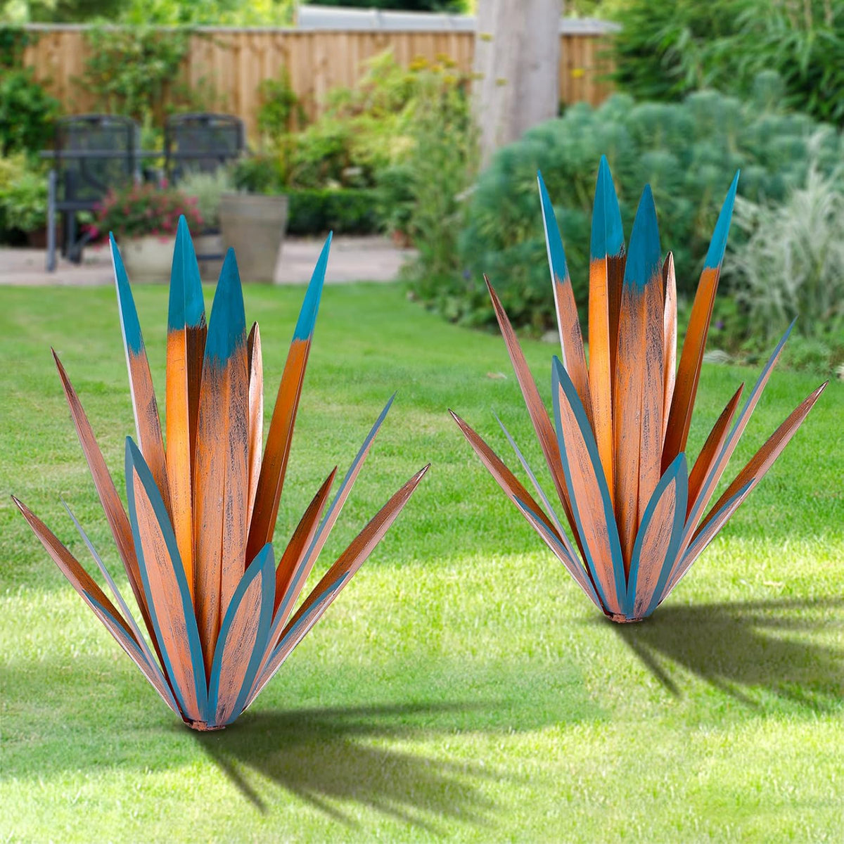 TOMBABY Large Leaf Thickened Metal Agave Plant Outdoor Decoration Desert Courtyard Art Plant Garden