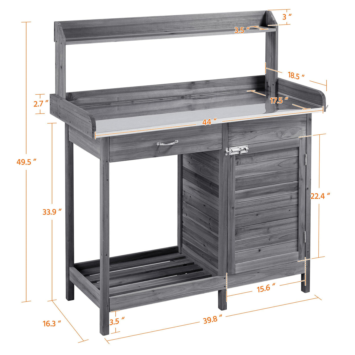 Yaheetech Potting Bench Outdoor Potting Table with Storage,Gray