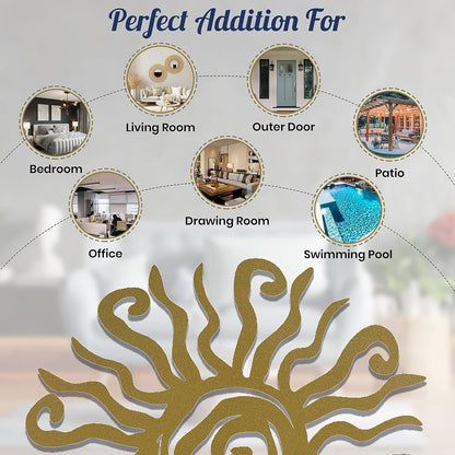 Riverside Designs Wacky Sun Metal Wall Art Indoor/Outdoor Decor - 24" Gold Rust Proof Wall