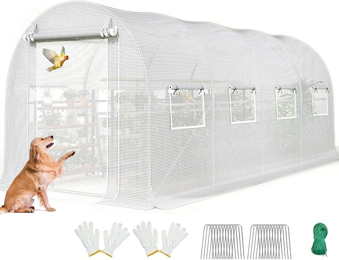 KING BIRD Premium 15x6.6x6.6FT Greenhouse for Outdoors, Large Walk-in Upgraded Galvanized Metal