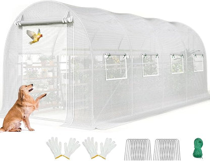 KING BIRD Premium 15x6.6x6.6FT Greenhouse for Outdoors, Large Walk-in Upgraded Galvanized Metal