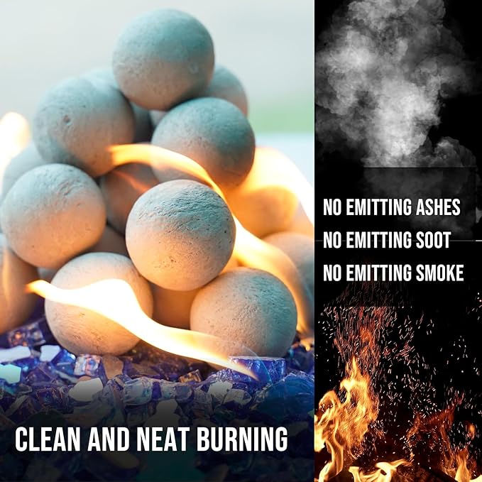 Skyflame 2" Fireplace Balls for Gas Fireplace, 25-Pack Round Ceramic Ball Set for Indoor/Outdoor