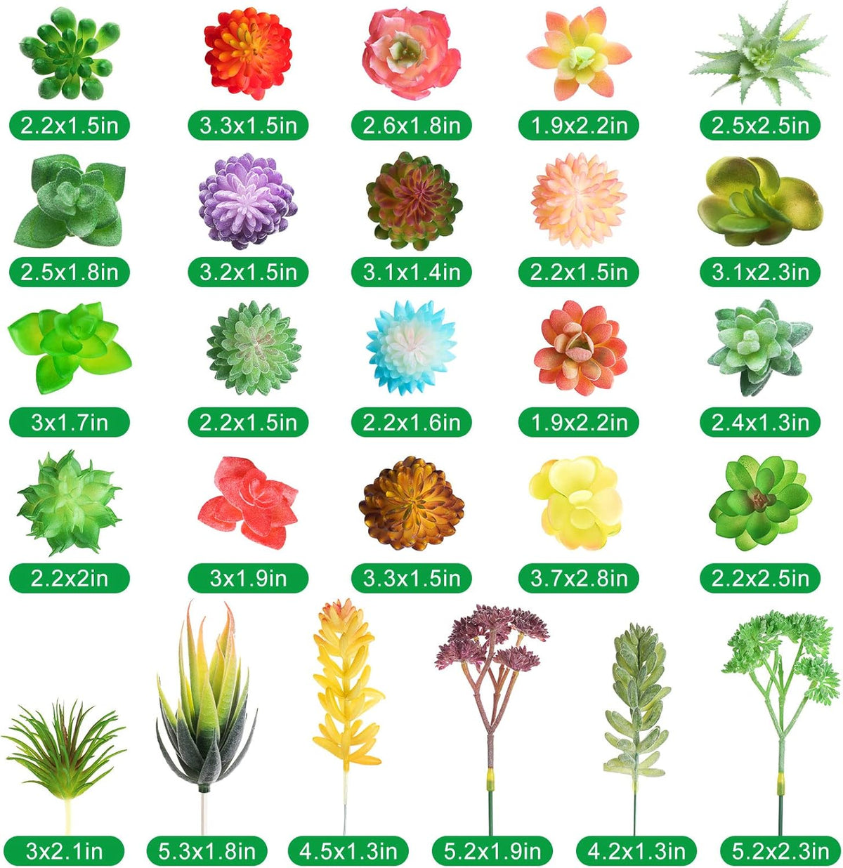 WILLBOND 50 Pcs Bulk Mini Artificial Succulents Plants Assorted Unpotted Realistic Plants Fake