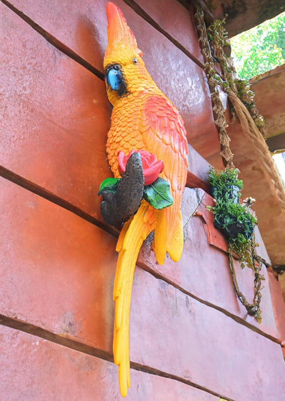 Teaeeno Real Resin Wall Bird Statue Decor,Real Parrot Sculpture Home Decor,Outdoor Indoor Figurine