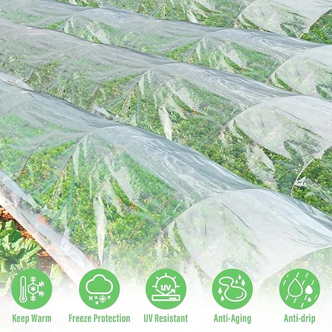Legigo 10 X 30 Ft Clear Plastic Plant Covers Freeze Protection- 6 Mil Winter Greenhouse Plastic