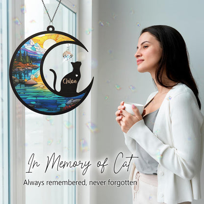 Cat Memorial Suncatcher, Loss of Cat Sympathy Gift, Pet Memorial Gifts for Feline Friend, Stained