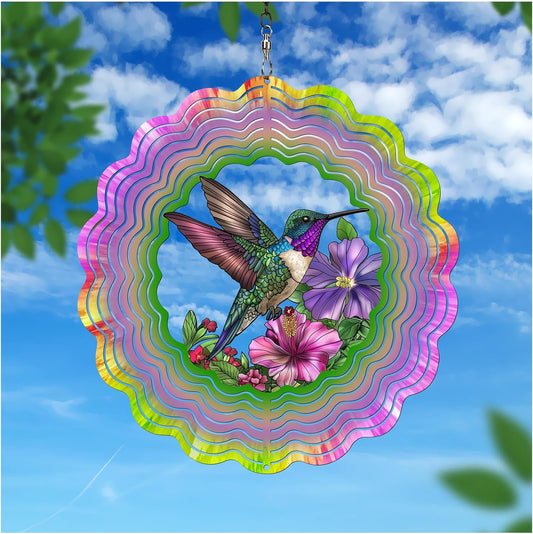 Hummingbird Wind Spinners Garden Decor as Birthday Gifts for Women Mom,12 inch 3D Stainless Steel