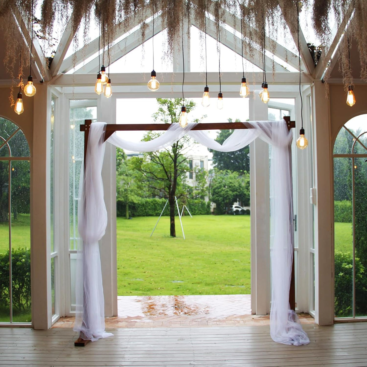 7.3FT Wooden Wedding Arch Stand Square Wood Arch Wedding Arbor for Ceremony Party Proposal Scene