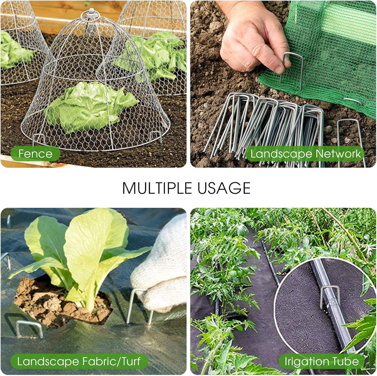 6 Inch Galvanized Garden Landscape Staples Stakes 25 50 100 PCS Anti-Rust Garden Staples U-Shaped
