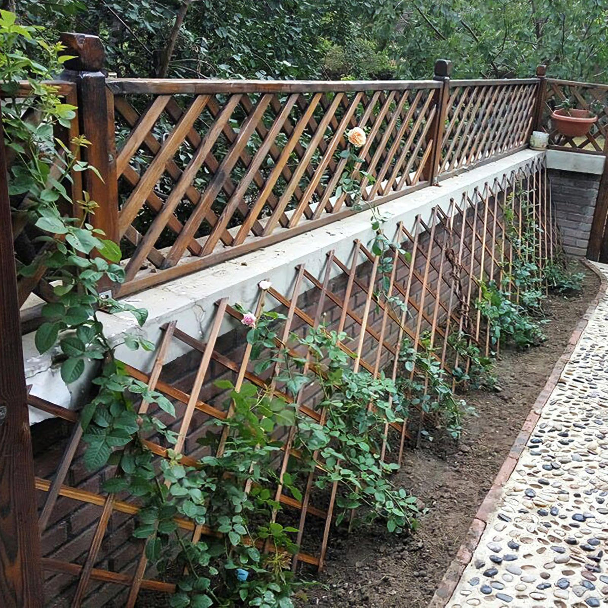 Expandable Garden Trellis, 38" x 89" Large Wooden Lattice Fence Wall Panel Lattice Trellis for