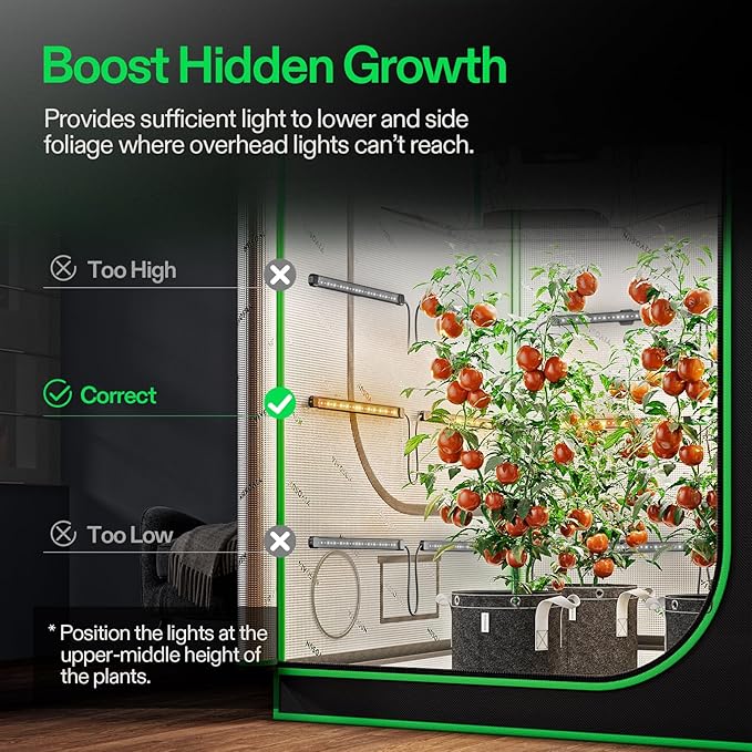 VIVOSUN Lumaray LED Grow Light Bars 16”(8-Bar), Full Spectrum Side Lighting with 60% Red Light up