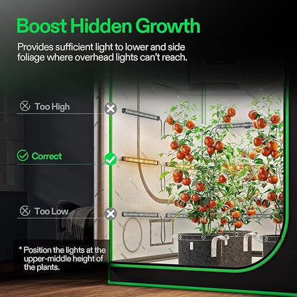 VIVOSUN Lumaray LED Grow Light Bars 16”(8-Bar), Full Spectrum Side Lighting with 60% Red Light up
