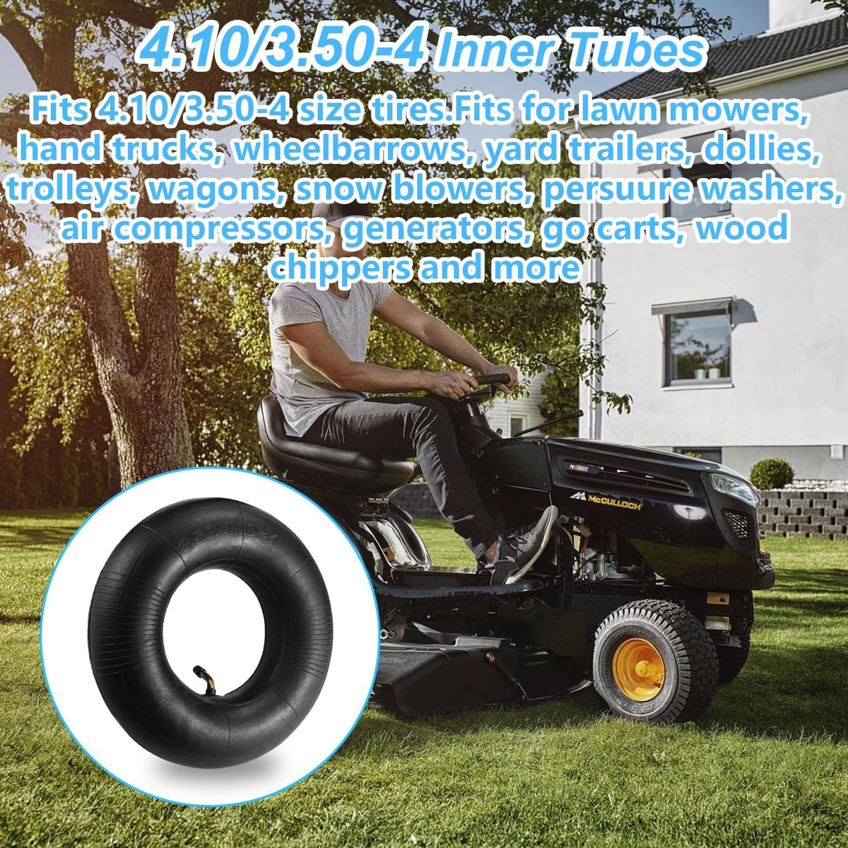 (2 PACK) 4.10/3.50-4 Inner Tube with TR-87 Bent Valve Stem,Replacement for Hand Trucks, Dolly, Lawn