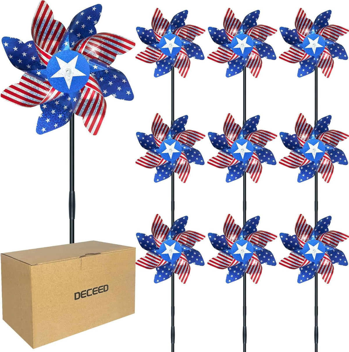 10 PCS Reflective Pinwheels for Yard and Garden Bird Devices Pre-Installed Sparkly Wind Spinner