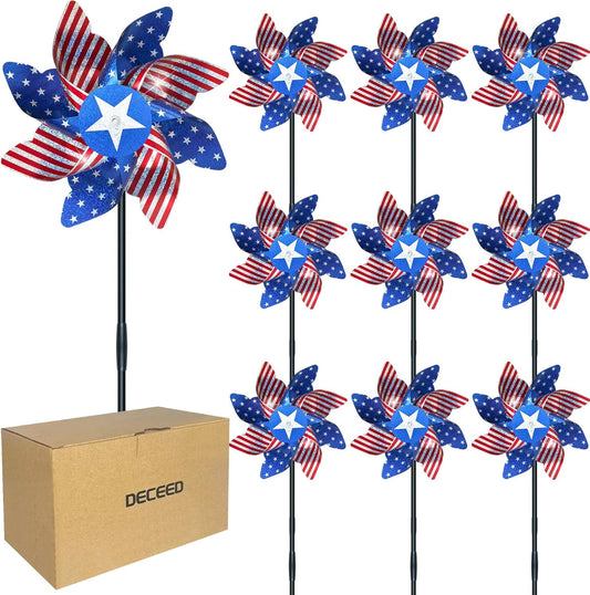 10 PCS Reflective Pinwheels for Yard and Garden Bird Devices Pre-Installed Sparkly Wind Spinner