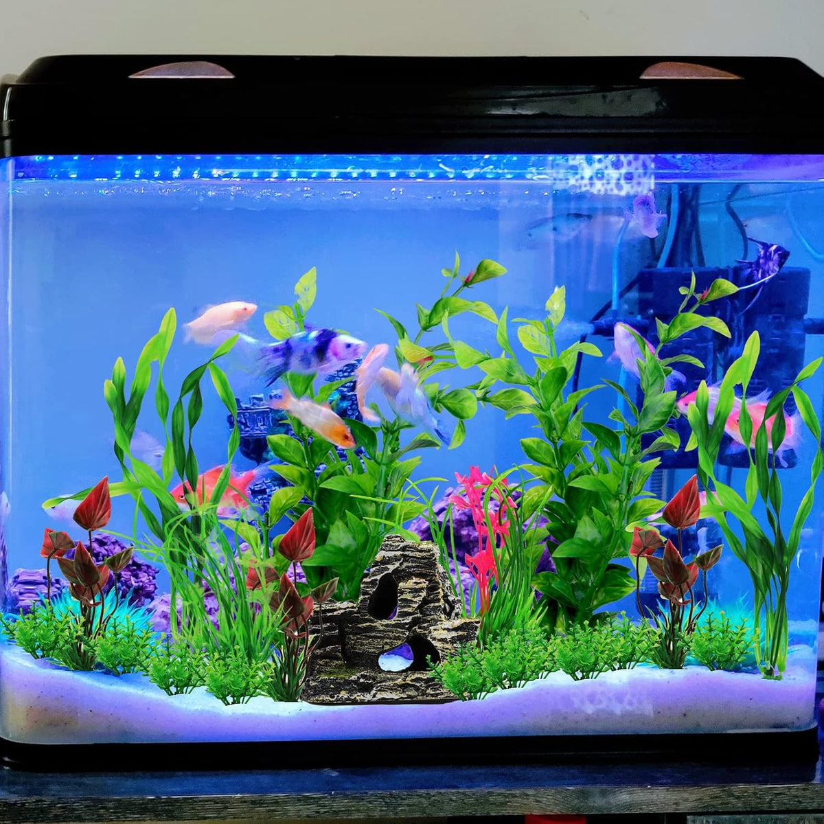 Fish Tank Accessories Aquarium Decorations Rock Plants, 20pcs Green Fish Tank Decorations Plants