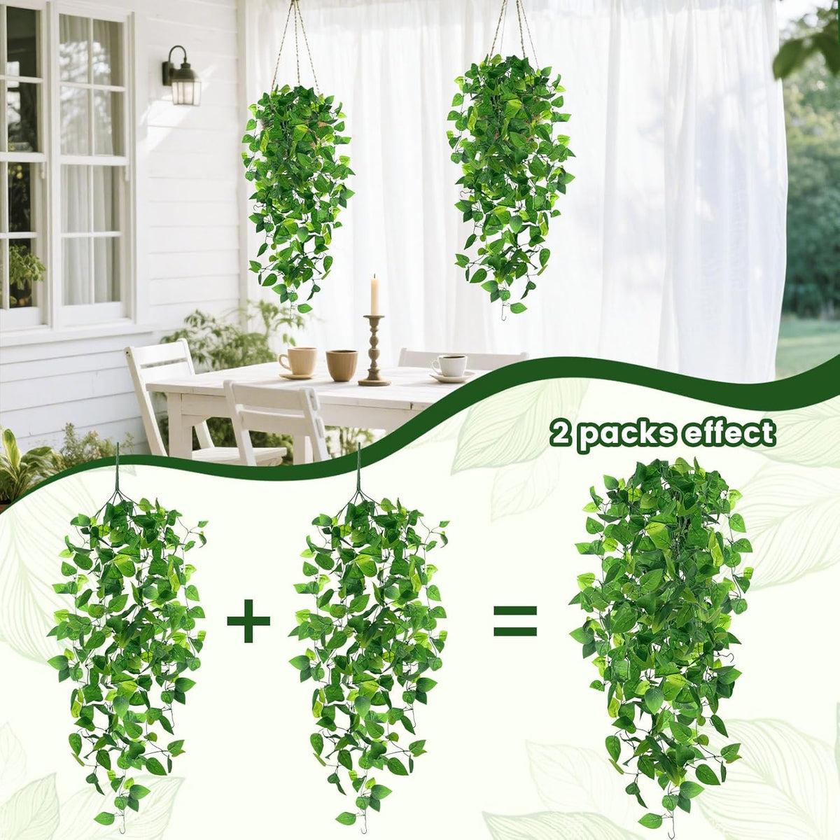 DomeStar 2PCS Fake Vines, Fake Hanging Plants Ivy Vines, Artificial Greenery Garland for Home