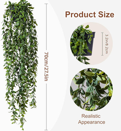Artificial Hanging Plant 2 Pcs Faux Plant Ivy Vine Faux Eucalyptus Vines Fake Potted Greenery for