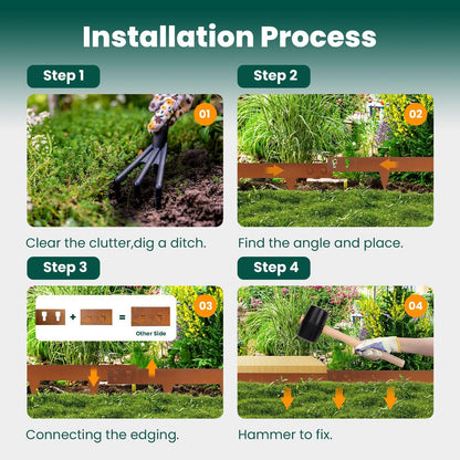 Corten Steel Edging 5 Inch 10 Packs Steel Landscape Edging 40 Inch Strips Hammer in Landscape