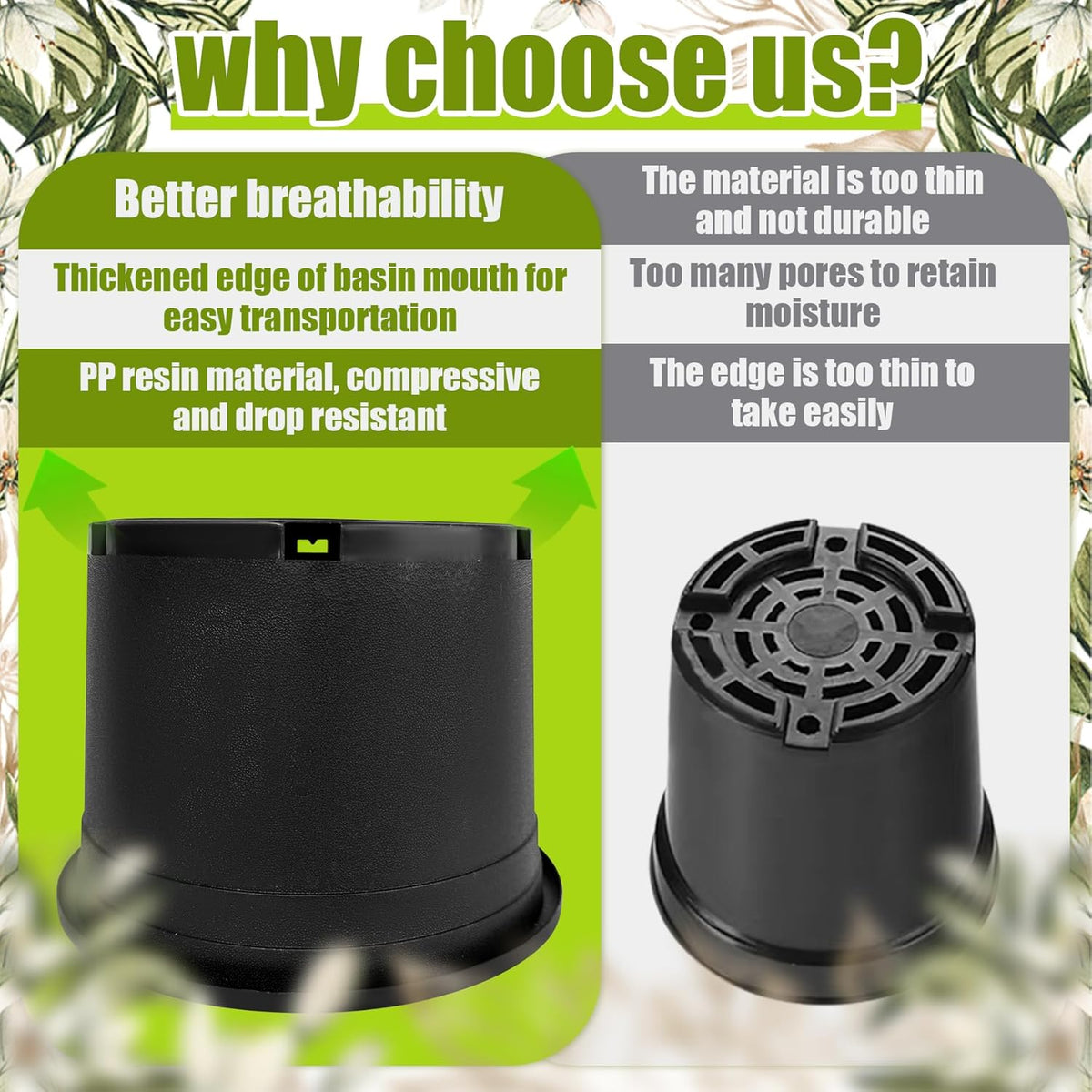 5 Gallon Nursery Pots Plastic Container Injection Molded Pot for Plants Flexible with Drainage