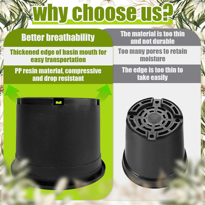 5 Gallon Nursery Pots Plastic Container Injection Molded Pot for Plants Flexible with Drainage