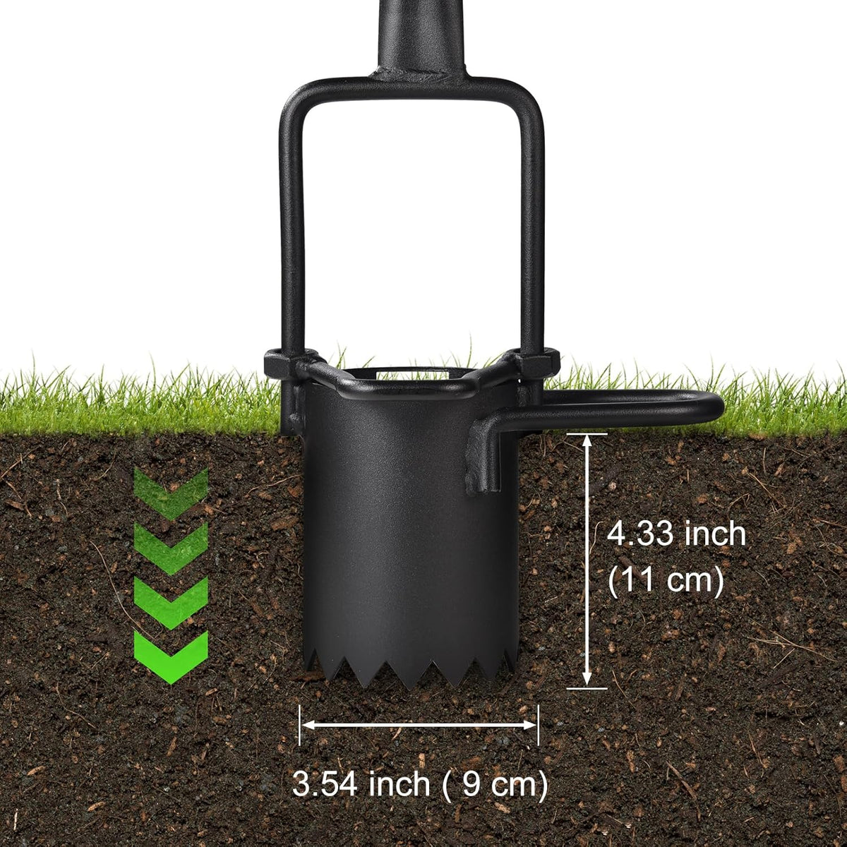 Sod Plugger, Bulb Planter with Long Handle and Serrated Base Garden Tool, Bulb Transplanter Also
