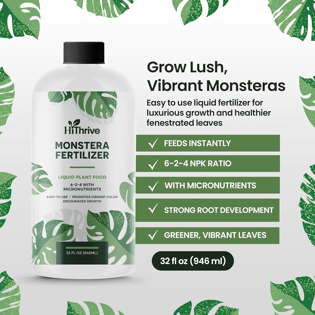 32oz Monstera Plant Food - Makes 192 Gallons of Monstera Fertilizer, Liquid Indoor Plant Fertilizer