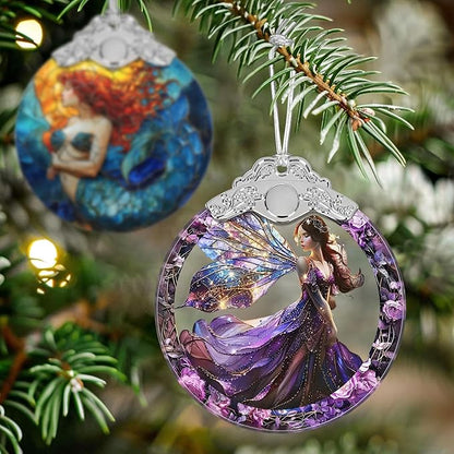 Christmas Stained Glass Fairy Ornament - Home Decor - Holiday Present Ideas - Gift Exchange