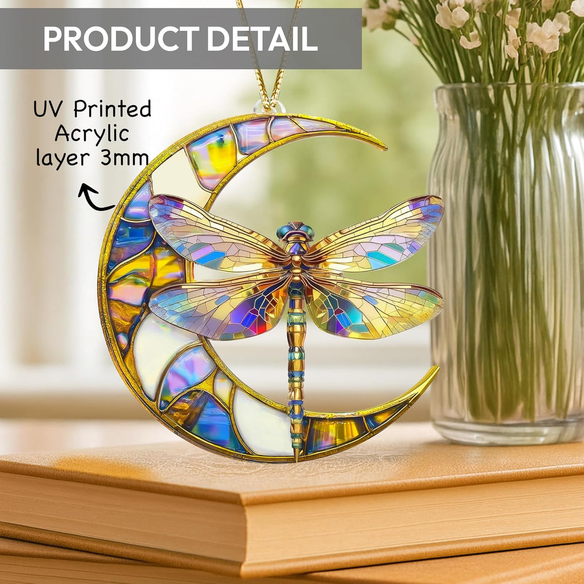 Dragonfly Gifts for Women, Dragonflies Decor Suncatcher Effect, Dragon Fly Stained Glass Effect