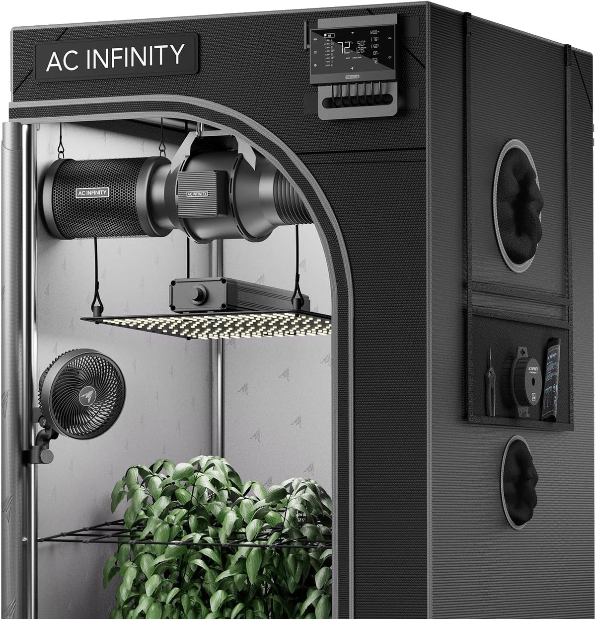 AC Infinity AI Grow System Compact 2x2, 1-Plant Kit w/Self-Learning AI Controller, Dynamic Airflow