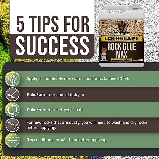 Lockscape Sticky Rock or Sticky Mulch Glue for Landscaping with Sprayer 1 Gallon, Max Rock Glue for