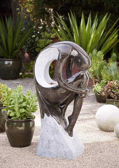 Graceful Form 43" High Large Modern Zen Indoor Outdoor Decor Resin Floor Fountain with Light LED