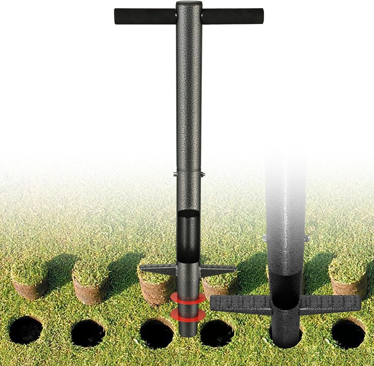 Bulb Planter Tool, 33.5 inch Long Handle Garden Sod Plugger to Dig Hole, Heavy Duty Metal Garden