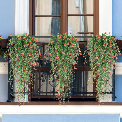 Artificial Hanging Flowers, 3 Pcs Fake Hanging Plants Artificial Vines for Outdoors, Fake Ivy Vine