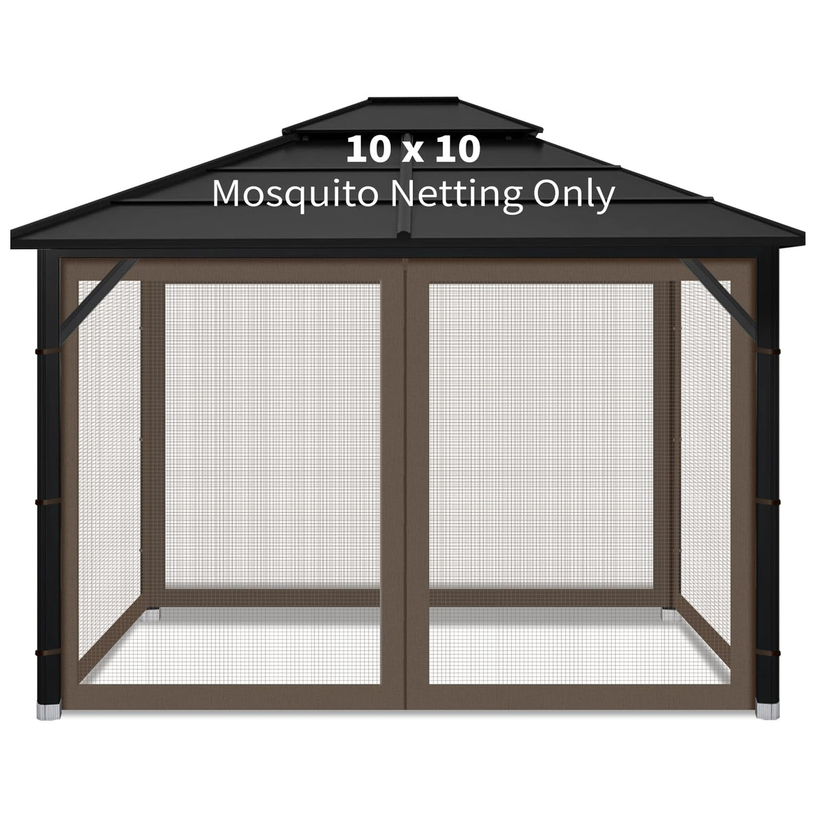 Iheqard Gazebo Replacement Mosquito Netting for Patio, 10x10 ft, Coffee