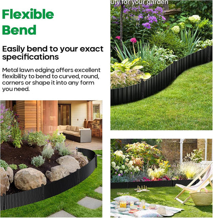 Corrugated Metal Garden Edging,Sturdy Tall Landscape Edging Borders with 6pcs Anchor Stakes