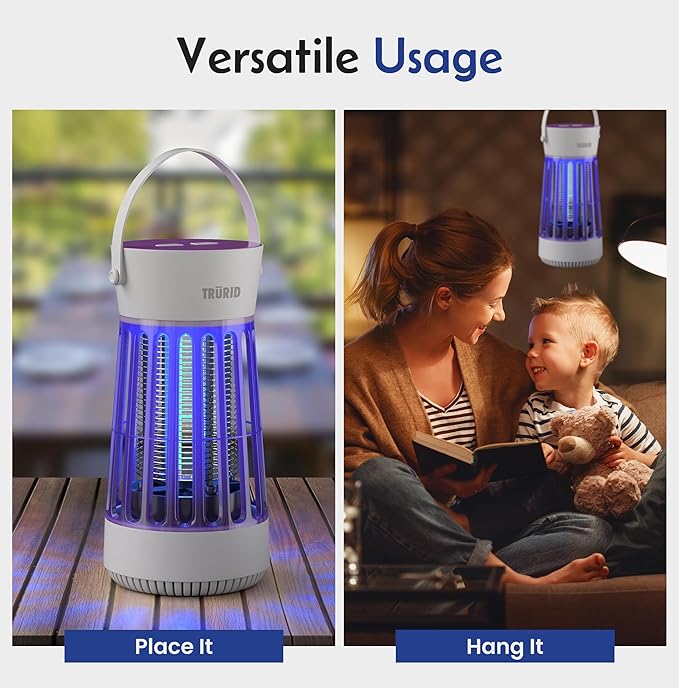 Fly Trap Indoor Bug Zapper, UV LED Mosquito Repellent Outdoor Patio, Portable Electric Zapper with